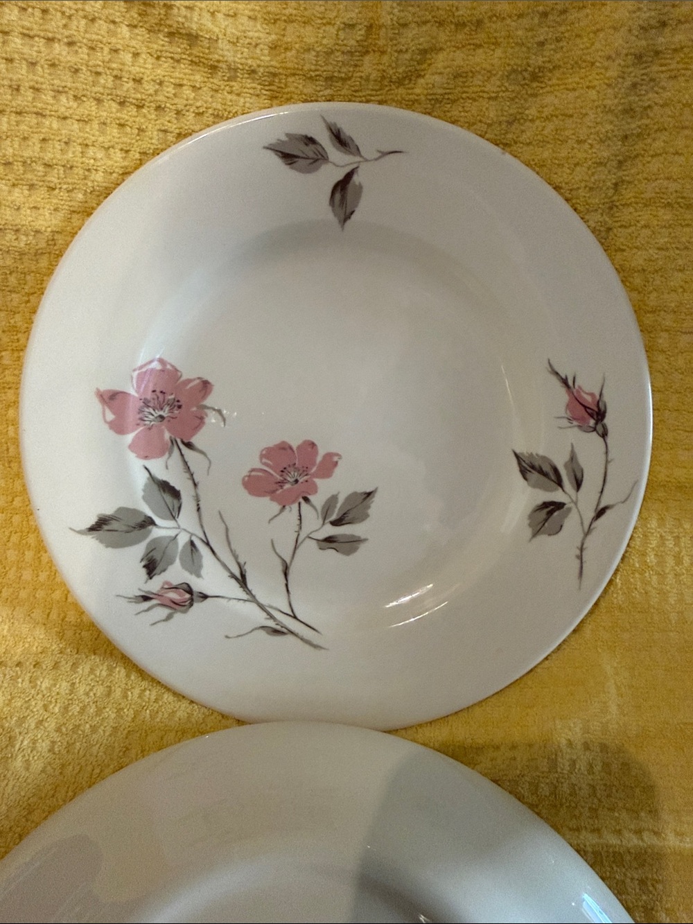 Knowles designed by Kalla Dawn Rose Pink Floral Ceramic Dinner Plate Set of 2.